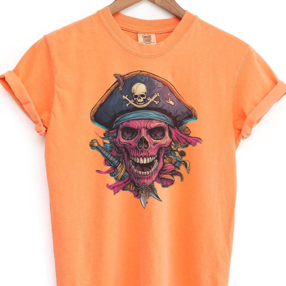 Skull Pirate Tee, Dark Academia Tshirt, Retro Ultra Soft